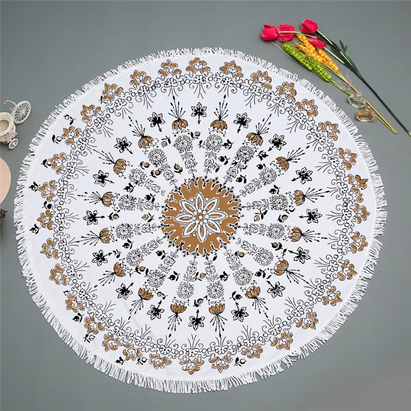 

Bohemian Style Microfiber Towel Beach Towel for Adult Yoga Mat Tassel Large Round Towel Cotton Tapestry Home Decor Blankets