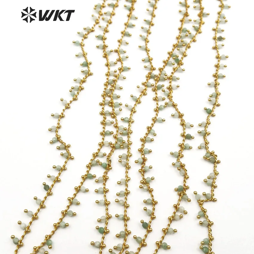 WT-RBC084 WKT Wholesale fashion chain five meters a batch of hot ladies jewelry production light green rosary necklace | Украшения и