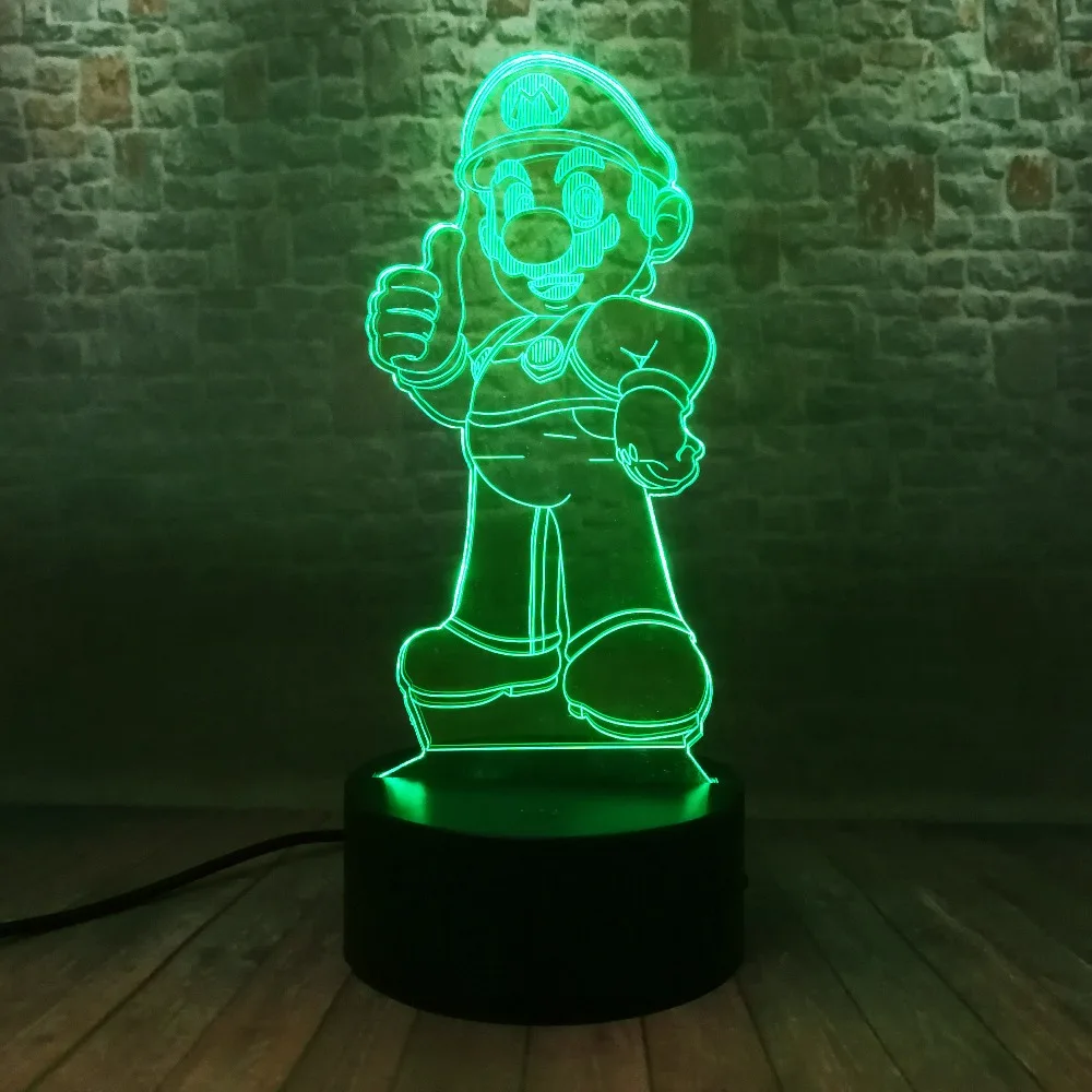 Winner Mario Bros Figma Модель 3D ночник светодиодный 7 цветов меняющая Лампа Супер Марио Фигурки Аниме игрушечные детские подарки для мальчиков