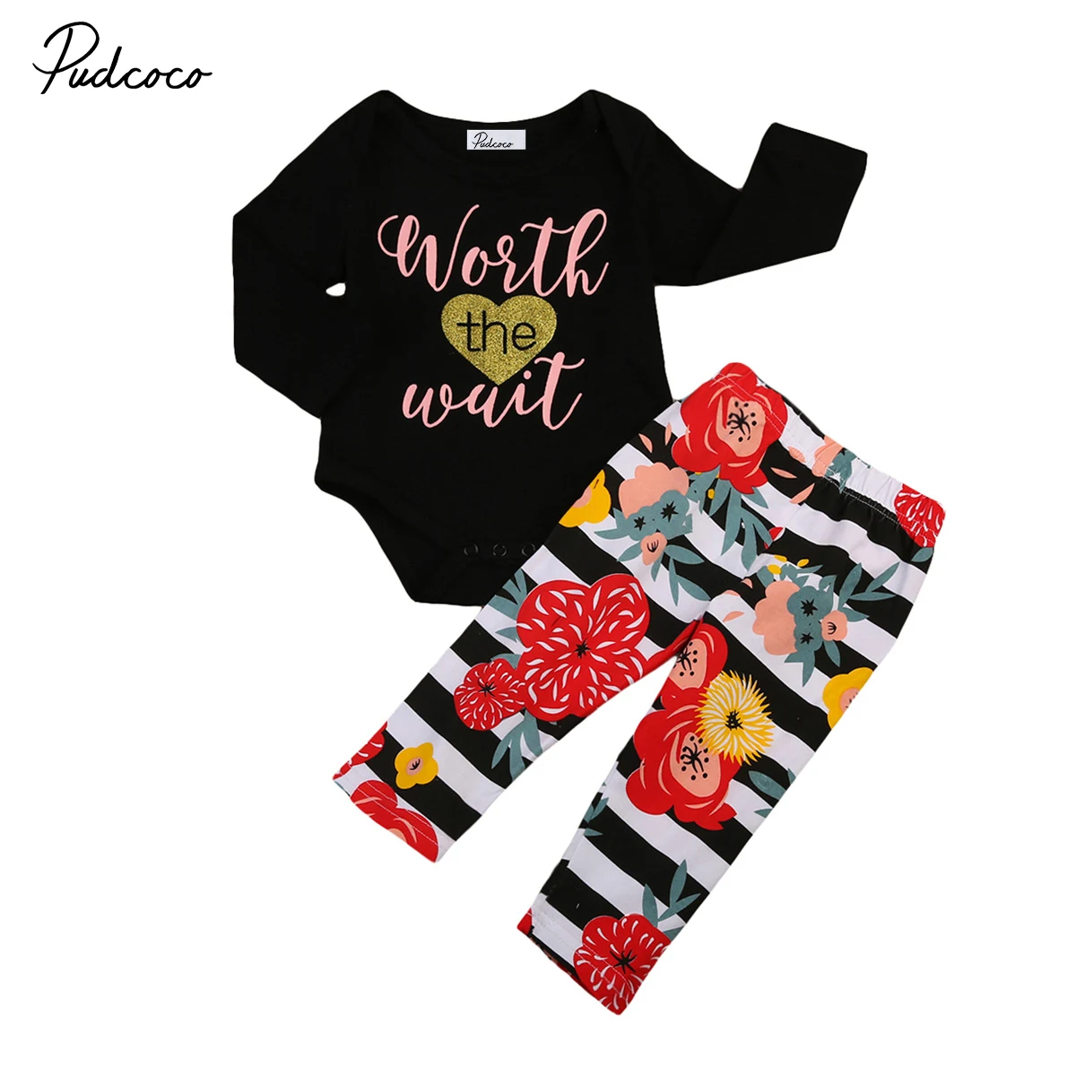 

2017 pudcoco Newest Arrivals Hot Infant Newborn Toddler Girls Outfits Cotton Long Romper Jumpsuit Pant Floral Clothes Set 0-24M