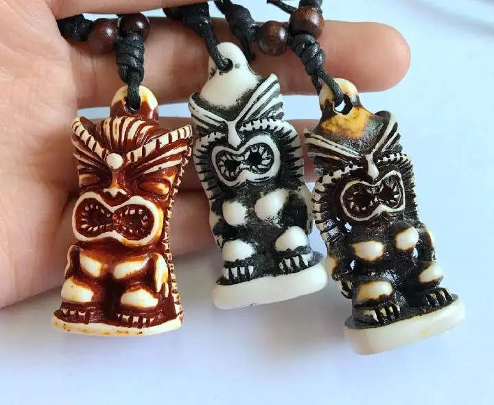 12 шт. винтажное регулируемое ожерелье из резьбы разных цветов|tiki necklaces|necklace free