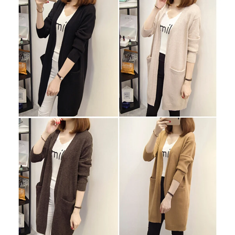Autumn Winter Sweater Long Cardigan Female Fashion Sleeve Tricot Women Jacket Tops Coat |