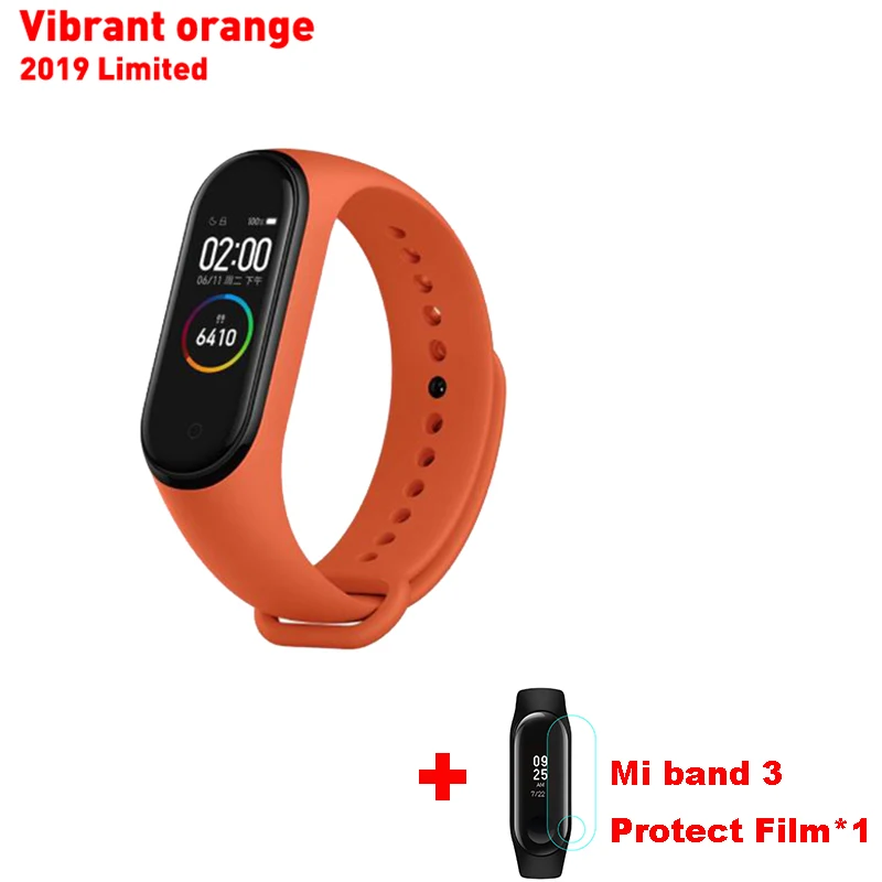 Vibrant Orange Mi band 3 силиконовый ремешок на запястье для оригинального Xiaomi mi Band 3 mi 3 умный сменный ремешок на запястье mi band 3 с защитой экрана - Цвет: Vibrant Orange