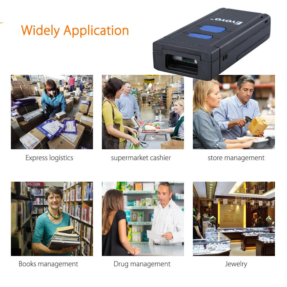EYOYO MJ-2877 мини сканер штрих-кода 1D 2,4G Bluetooth беспроводной сканер штрих-кода для Android IOS Windows
