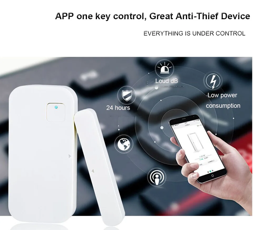 Topvico WiFi датчик для двери приложение управление 110дб дверной охранной сигнализации магнитный переключатель беспроводной, оконный, дверной датчик открытия s Домашняя безопасность