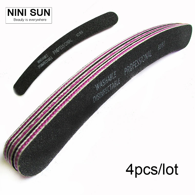 

4Pcs Black Sanding 100/180 Nail Files Nail Styling Tools Grinding Nail File Buffer Beauty Manicure UV Gel Polish Polisher Tool
