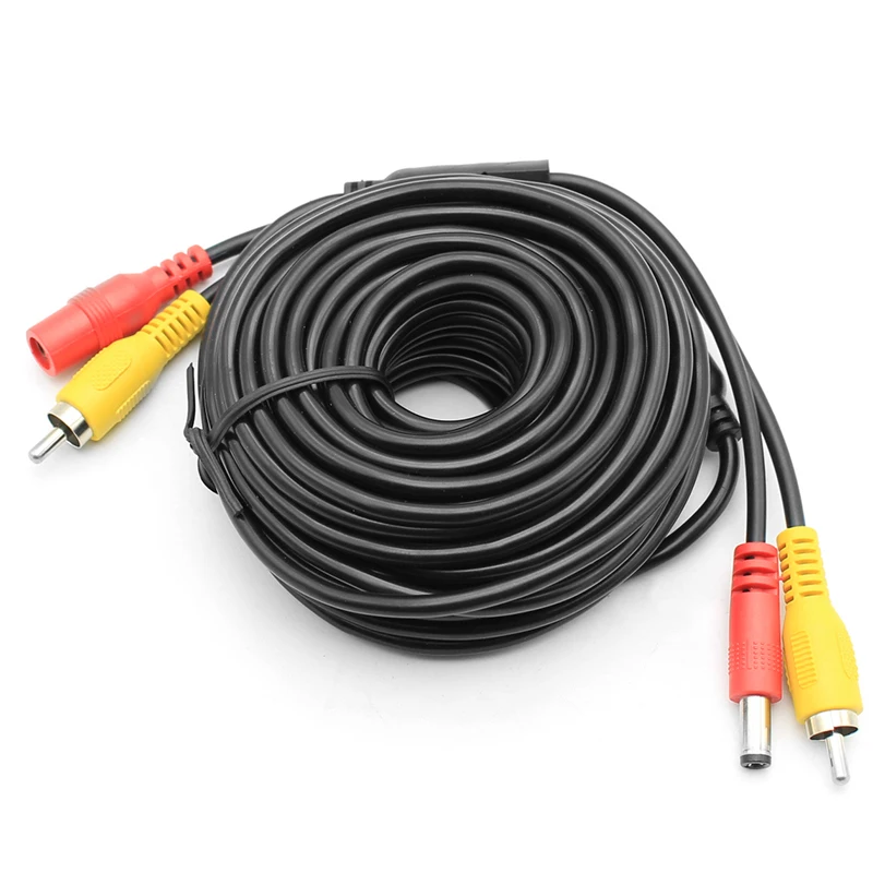 10M RCA DC Power Audio Video AV Extension Cable for CCTV Security Car Tuck Bus Trailer Reverse Parking Camera | Автомобили и