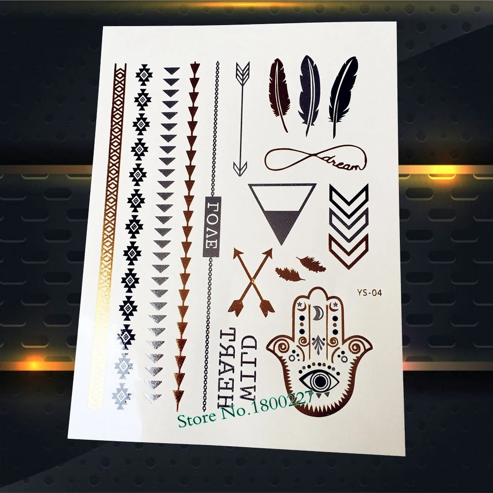 1 шт. горячая вспышка золотая металлическая Татуировка Индийский браслет Роза