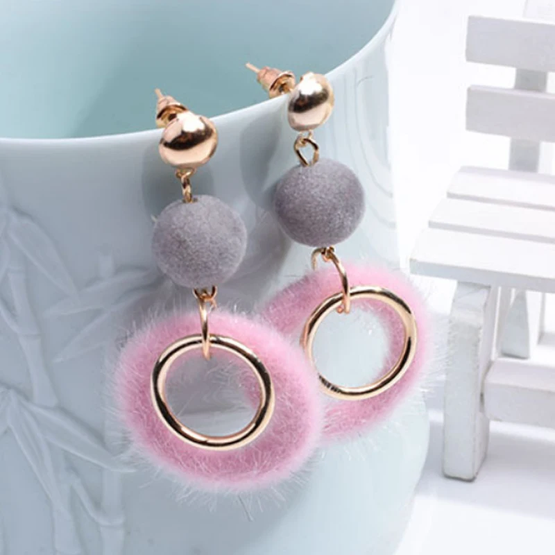 

2018 New Arrival Pink Gray 1Pair Wine Red Fashion Jewelry Girls Korean Drop Earring Blue Green Women Round White Black Earrings