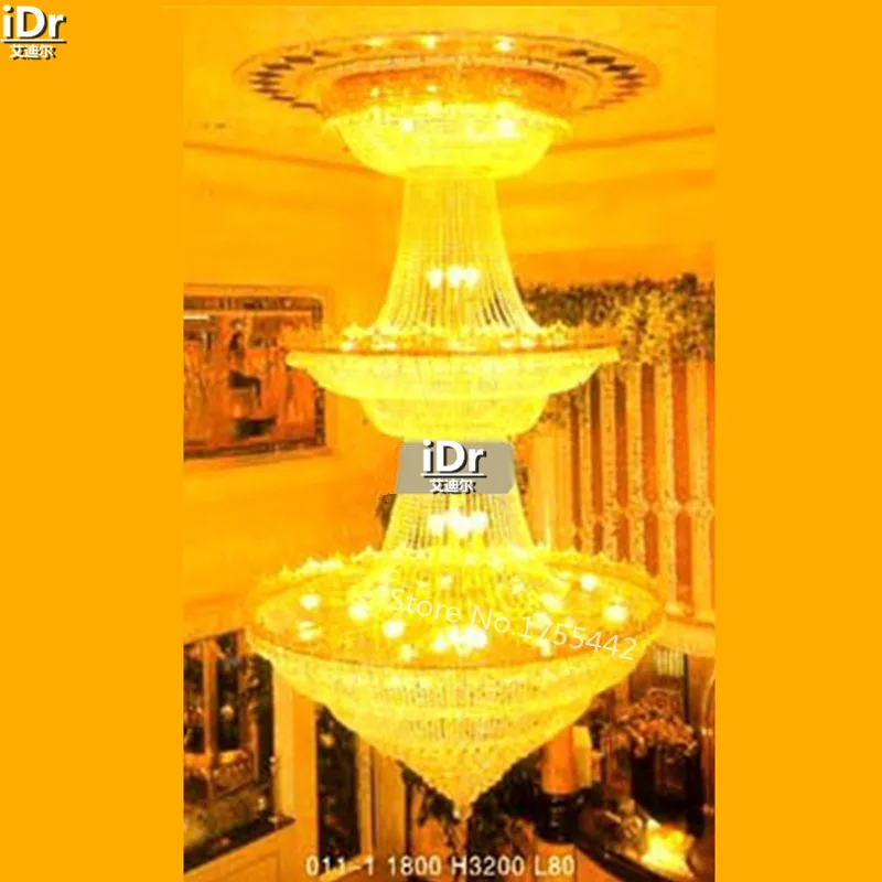 Золотая люстра Современная лобби лампа кристальная освещение полированный