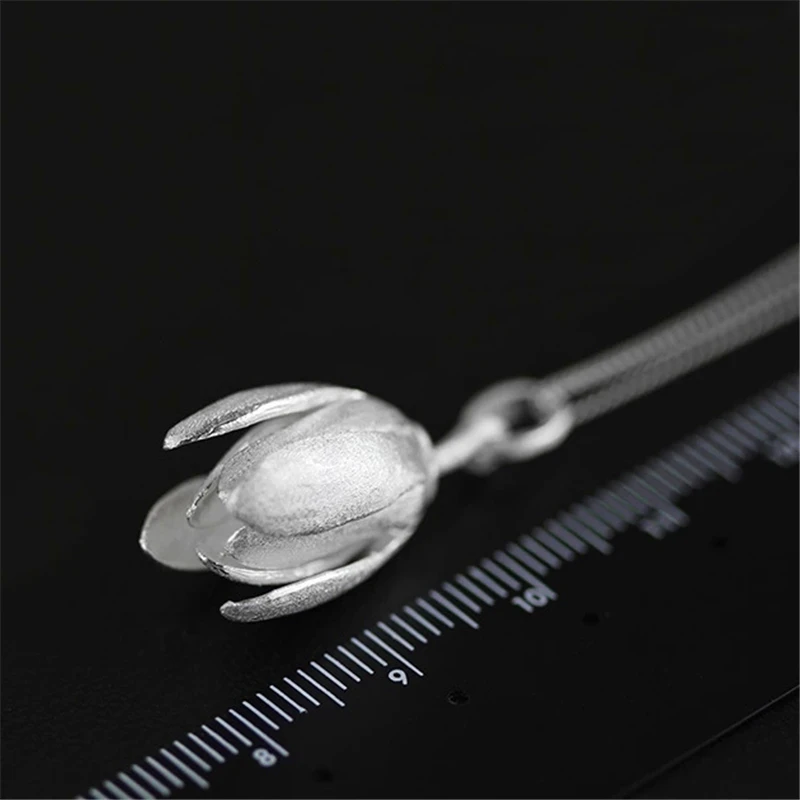 Lotus Fun реальные 925 серебро ручной работы fine jewelry цветок лотоса дизайн кулон без ожерелье Acessórios для женщин