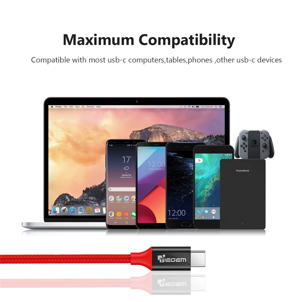 Tiegem usb type C для usb type C кабель для samsung Galaxy S9 Plus PD 60W QC3.0 3A кабель для быстрой зарядки для устройств type-C