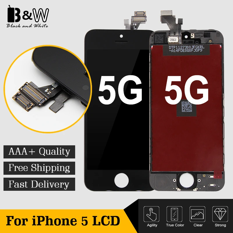 

20pcs/lot Good Frame AAA Quality 100% White and Black No Dead Spot For iPhone 5 5G Screen Display Replacement LCD Fast Shipping