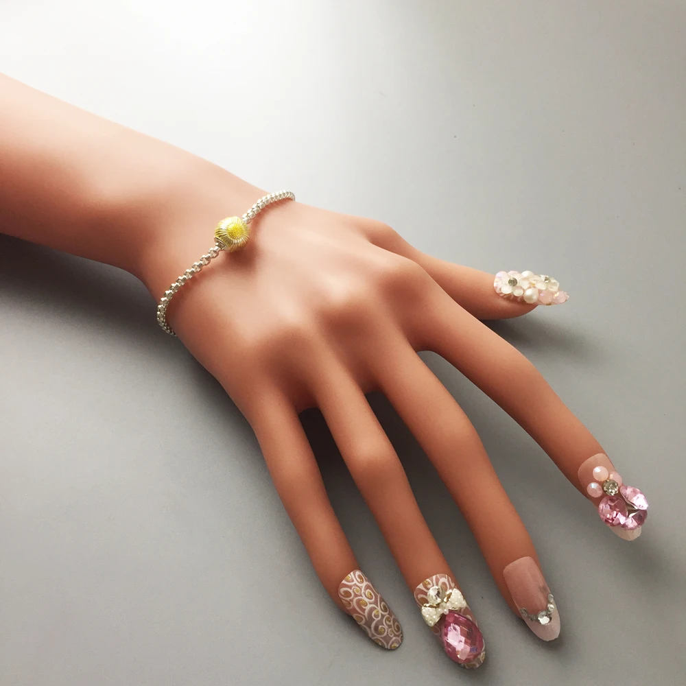 DIY бусины Маргаритка цветок очарование 5 мм отверстие 2018 Новая Мода серебряные