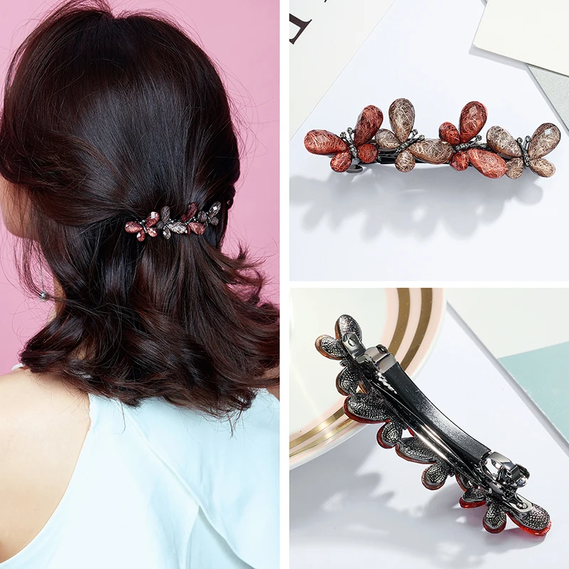 

CHIMERA Butterfly Hair Clips Crystal Rhinestone French Barrettes Sparkly Retro Metal Hair Pin for Women Girls Fashion Jewelry