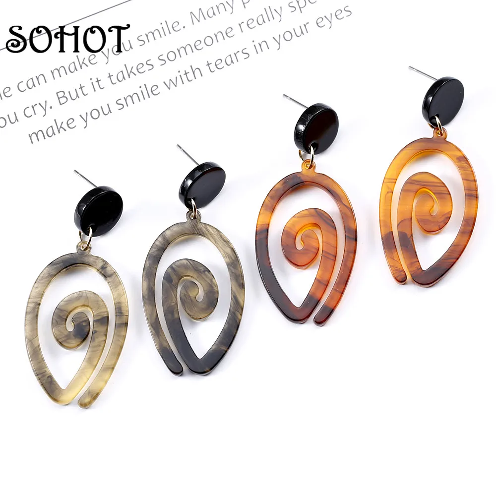Женские круглые серьги кольца SOHOT модные из черепаховой смолы с уксусной