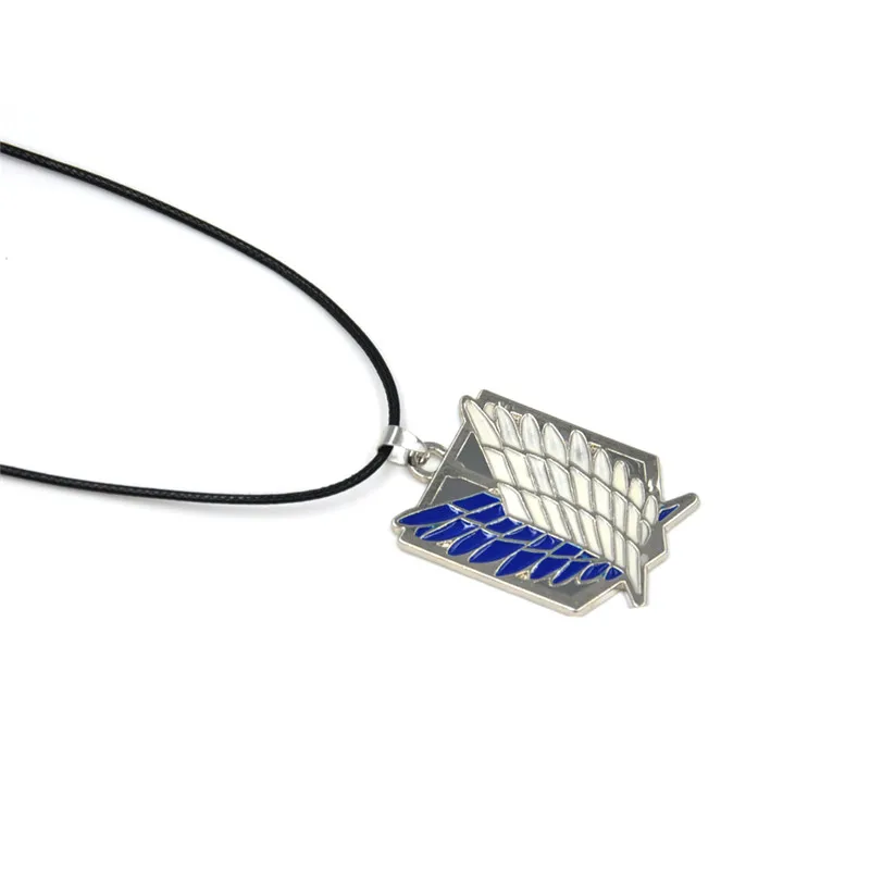 N013443-BLUE Горячая аниме брелок атака на Титанов ожерелье с кулоном-значком из нержавеющей стали брелок держатель Крышка подвески для мотоцикла ключи от автомобиля - Цвет: N013443-BLUE