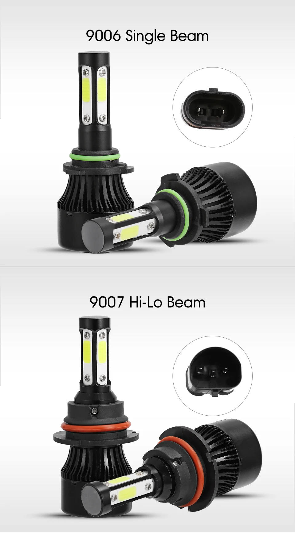 AUXMART H4 H11 9005 9006 H13 9004 9007 9012 5202 COB светодиодный автомобилей головной светильник лампы 100 Вт 10000lm 6500 к авто фары автомобиля светильник лампочка