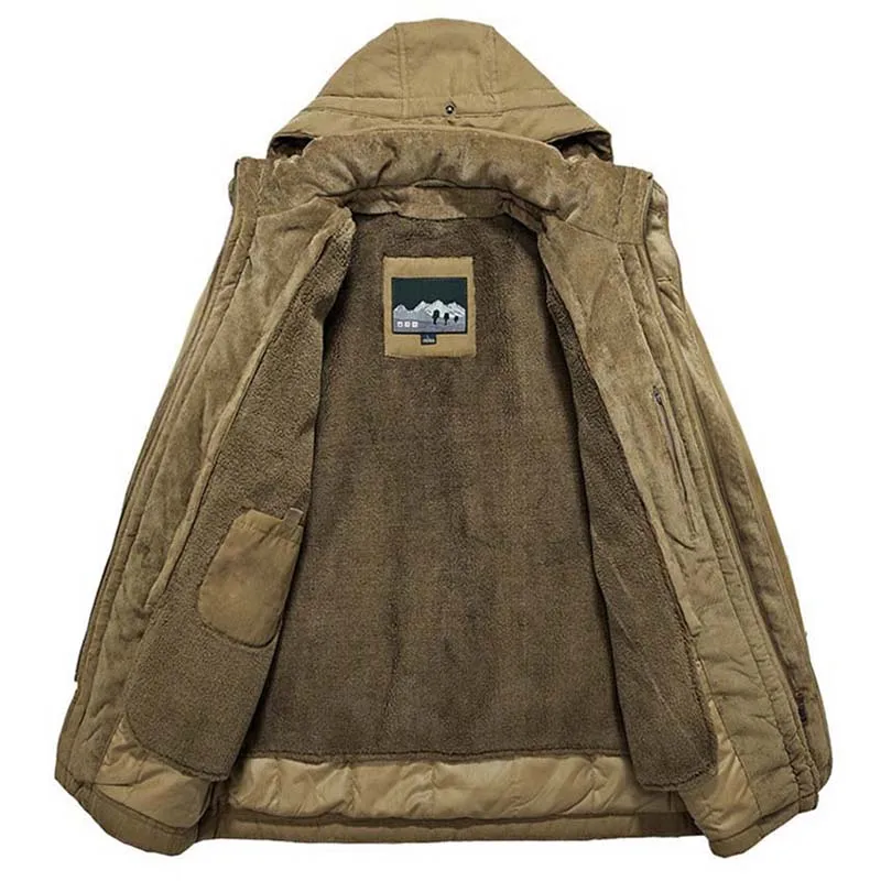 Men Autumn Winter Coat Hooded Fleece Parka Jacket Liner Detachable Casual Jacket Warm OUTWEAR Windbreaker Loose Male Clothes