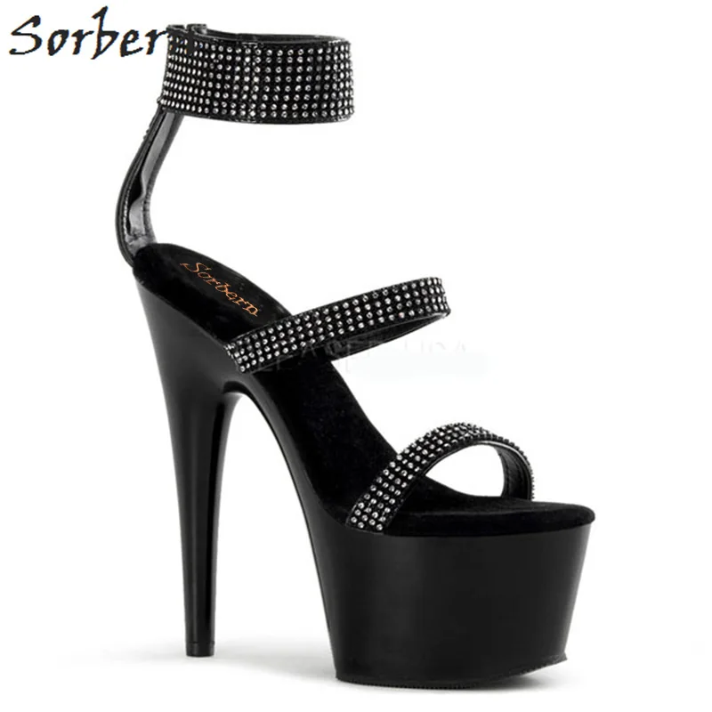 

Sorbern Concise Party Rhinestone Shoes Sandals Custom Made Super High Heels Size 8 Platform Designer Brand Fashion Women Sandals