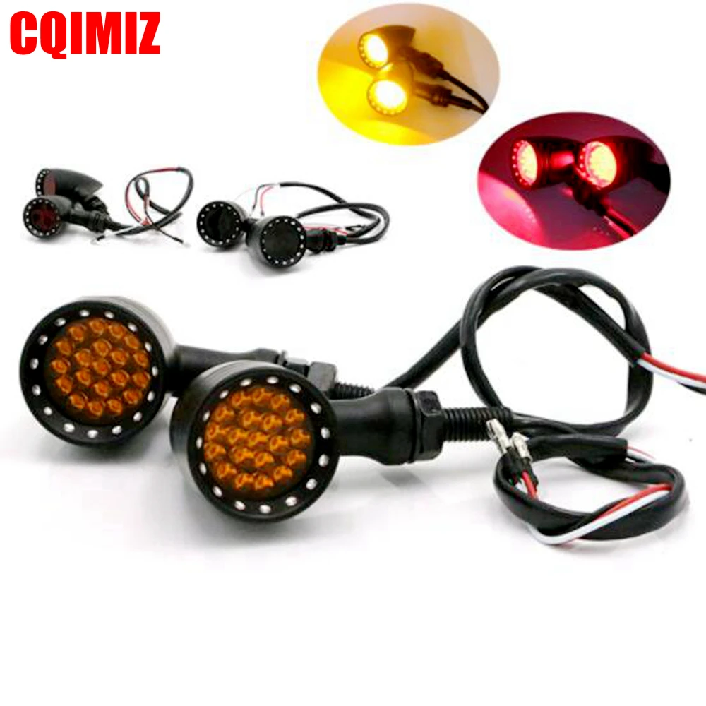 

В байкерском стиле черного цвета 20 светодиодный пуля сигнала поворота Стоп-сигнал светильник для Harley Bobber Chopper Пользовательские XL Dyna чоппер