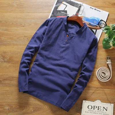 T281 dark blue Новинка года модные повседневные Цветочные мужчины хлопчатобумажная футболка в полоску Футболка с длинными рукавами Круглая горловина футболка с принтом Мужские 4XL 5XL - Цвет: T281 dark blue