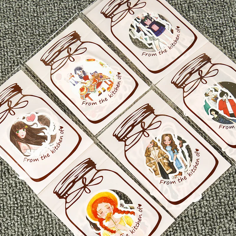 1pack girl sticker PVC Scrapbook hand book diary Stickers kawaii cartoon girls waterproof stickers toys kids children pegatinas