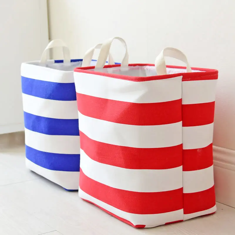 Домашняя корзина для хранения толстая полосатая квадратная коробка игрушек и