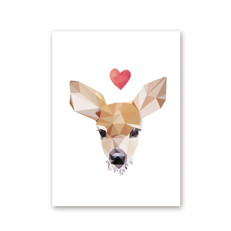 Geometric Deer Head Poster Art Print Wall Pictures Abstract Polygon Animal Canvas Painting Modern Home Decoration | Дом и сад