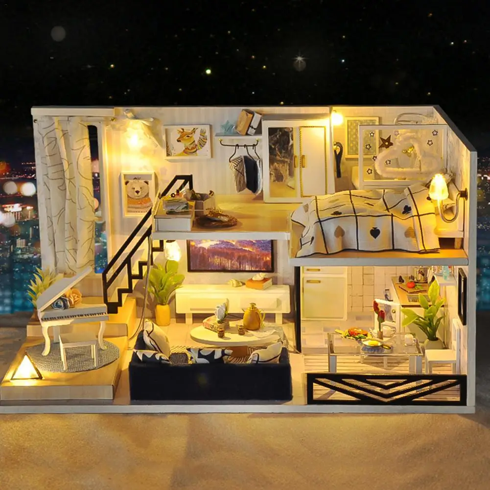 DIY кукольный домик хижина инновационная ручная работа маленький деревянный дом