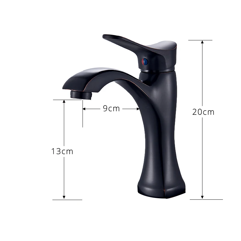 

Black Bronze Basin Faucet Deck Mounted One Handle Cold and Hot Bathroom Vessel Sink Mixer Deck Mounted Washing Tap