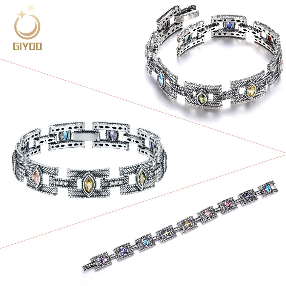 GiYoo18CM Переключить застежки Твердые стерлингового серебра 925 ботильоны браслет