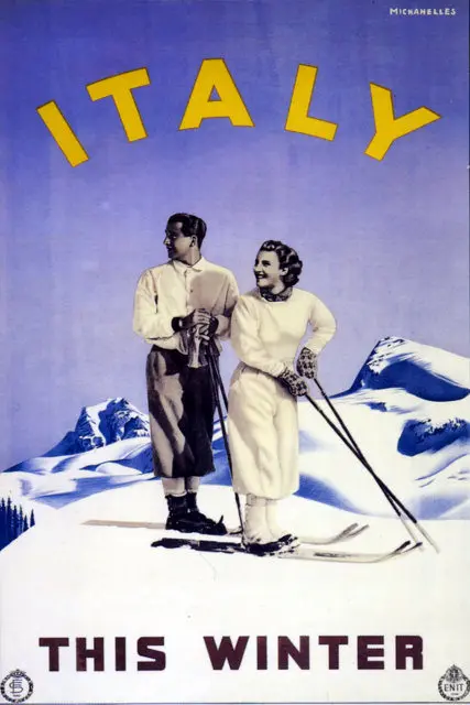 Винтажный постер для катания на лыжах спорта путешествий St Anton 1973 классические