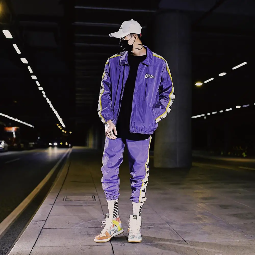 Новые брендовые модные костюмы с принтом листьев куртка и брюки свободные