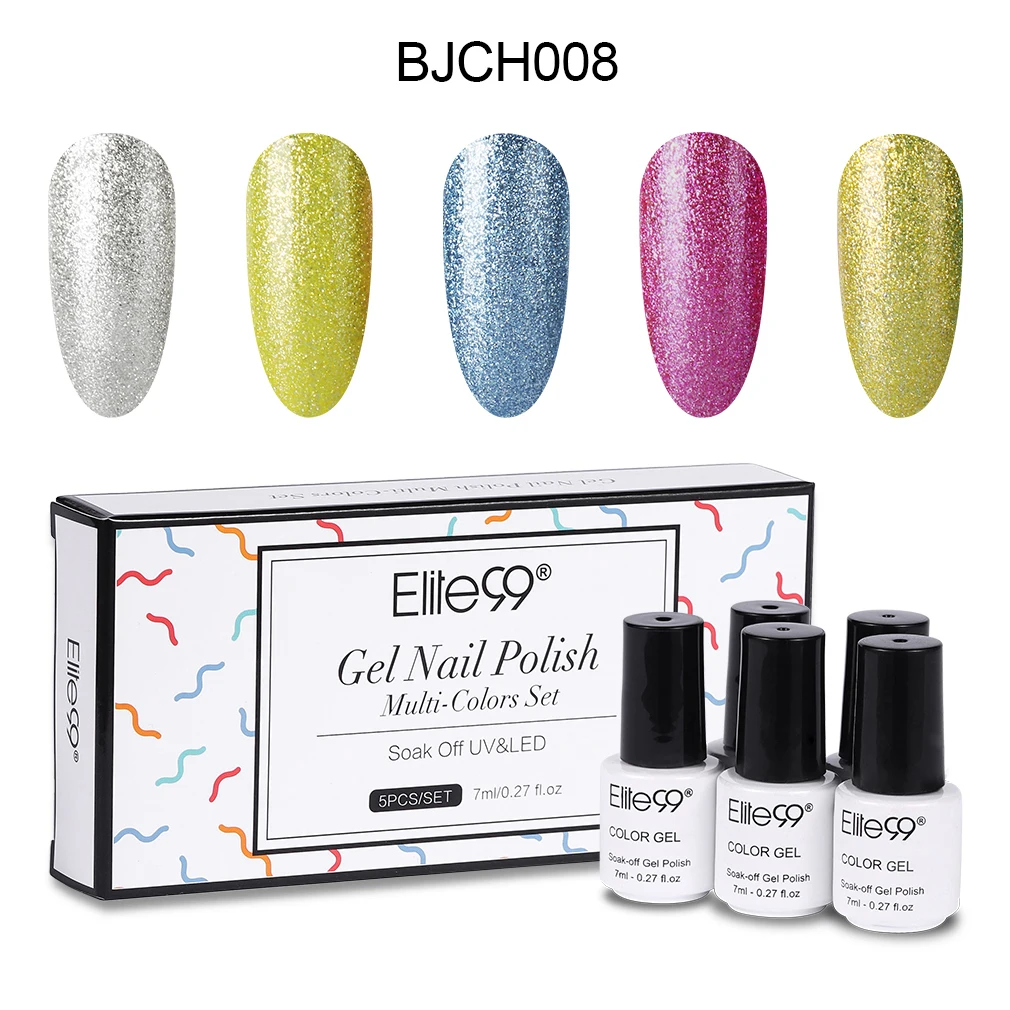 BJCH008 Elite99, 5 шт./лот, Гель-лак телесного цвета с подарочной коробкой, Платиновый цвет, УФ-Гель-лак, отмачиваемый, для дизайна ногтей, маникюрные гель-лаки - Цвет: BJCH008