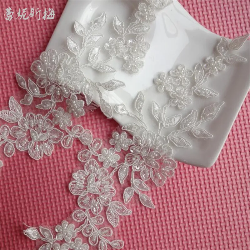 3 пары/6 шт. красивая кружевная вышивка цвета слоновой кости с цветами и кружевной