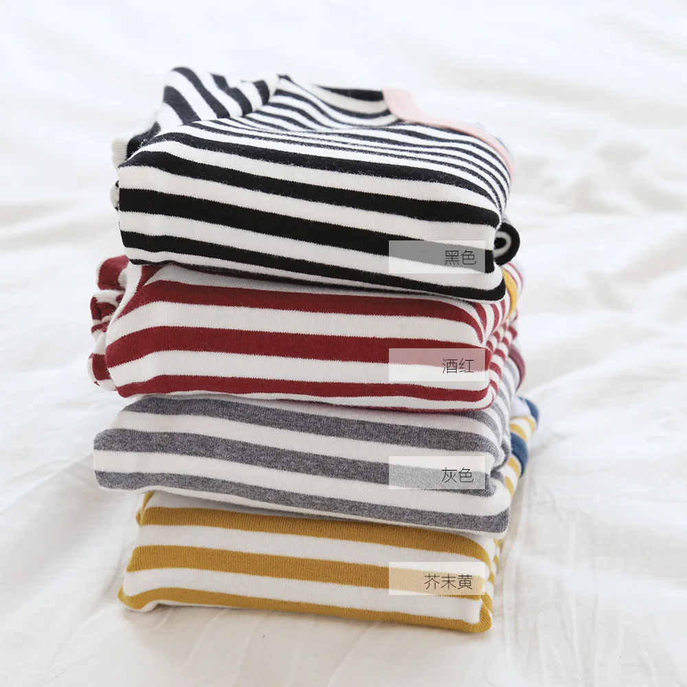 Осень 2018 детская одежда футболка для девочек вязаные хлопковые футболки