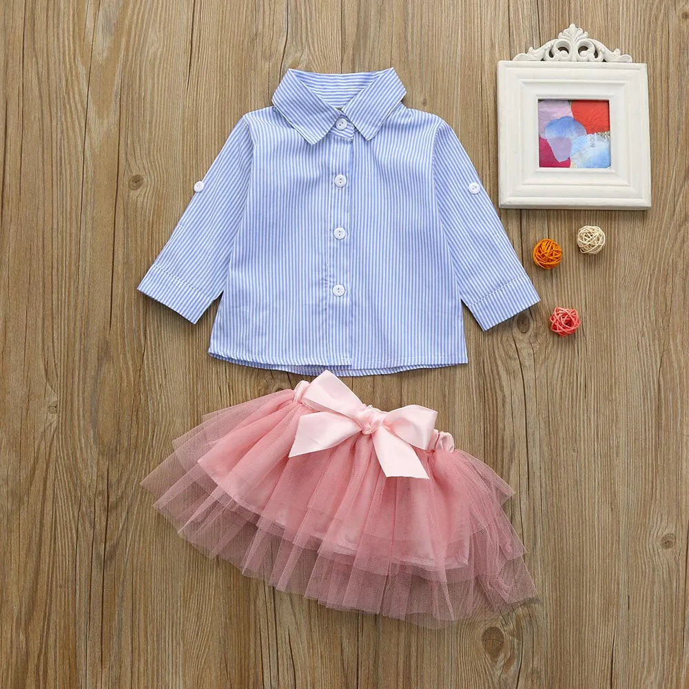 Новинка 2020 года Модный комплект из 2 предметов для маленьких девочек Топ в