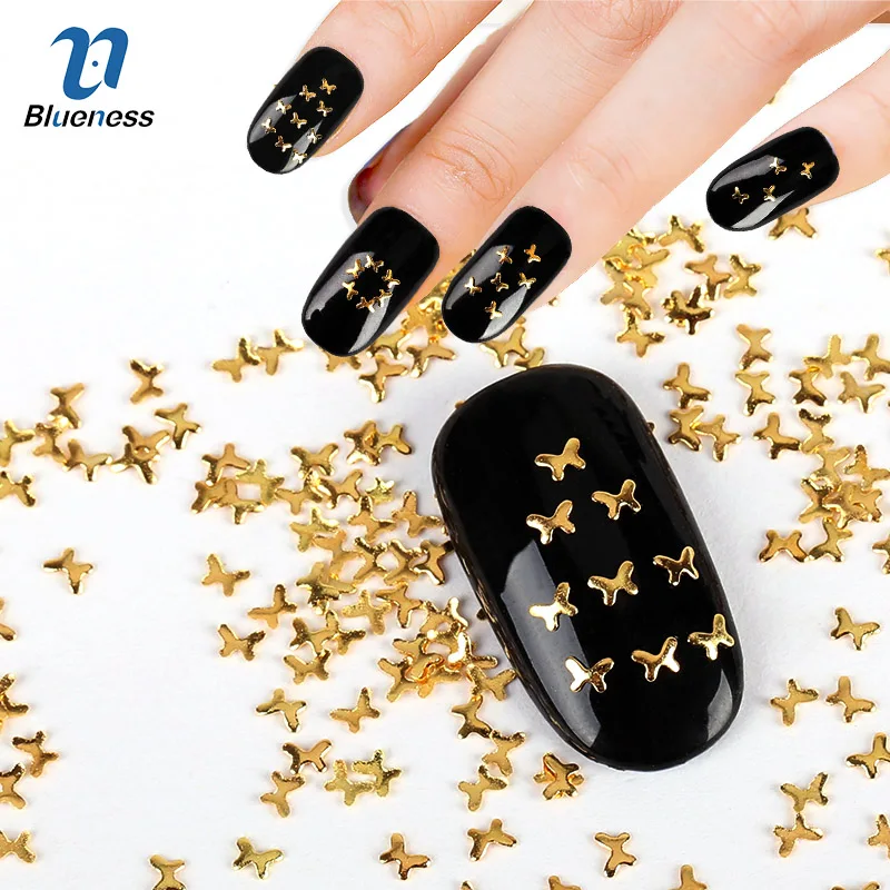 Металлические бабочки дизайн амулеты 3D украшения для дизайна ногтей Золотой