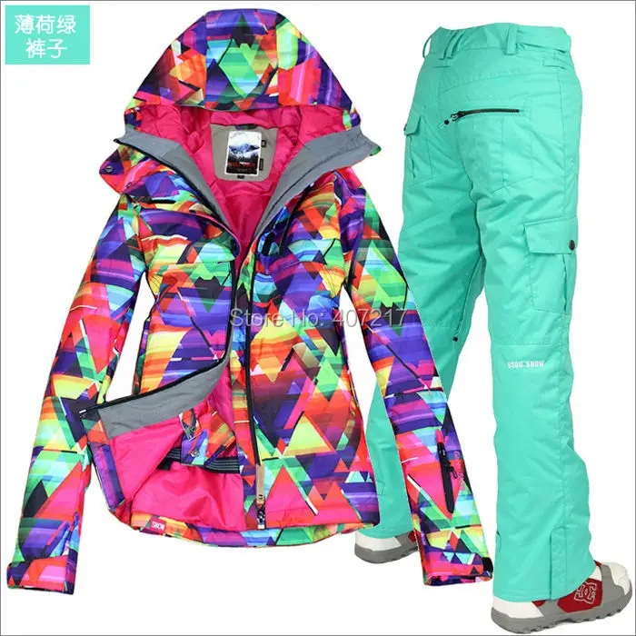 2016 женский лыжный костюм женские сноуборде одежда для лыжников красочные