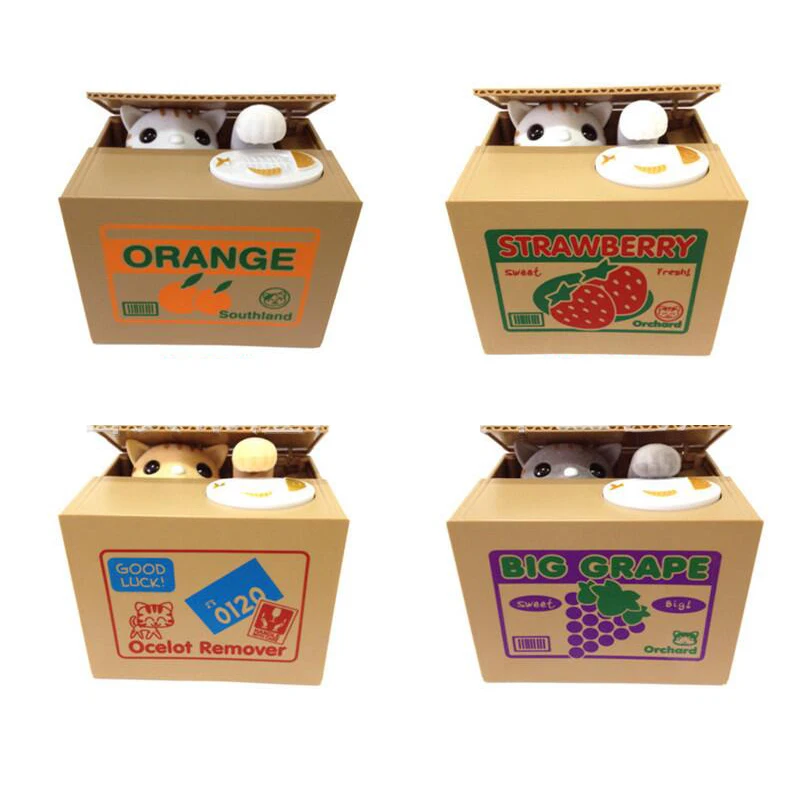 Eworld кошка панда автоматическая коробка для хранения монет серый/желтый/белый