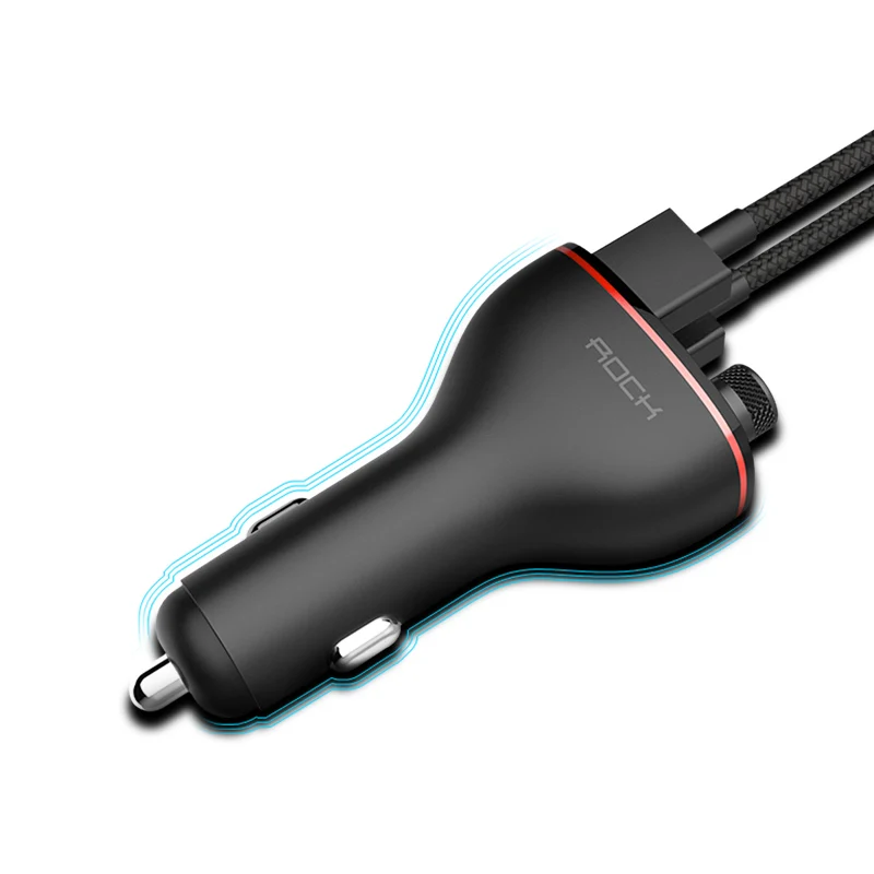 Автомобильный MP3 аудио плеер ROCK, комплект Bluetooth, fm-передатчик, громкая связь, вызов, 5 В, 3.4A, двойное USB Автомобильное зарядное устройство, Обнаружение напряжения батареи