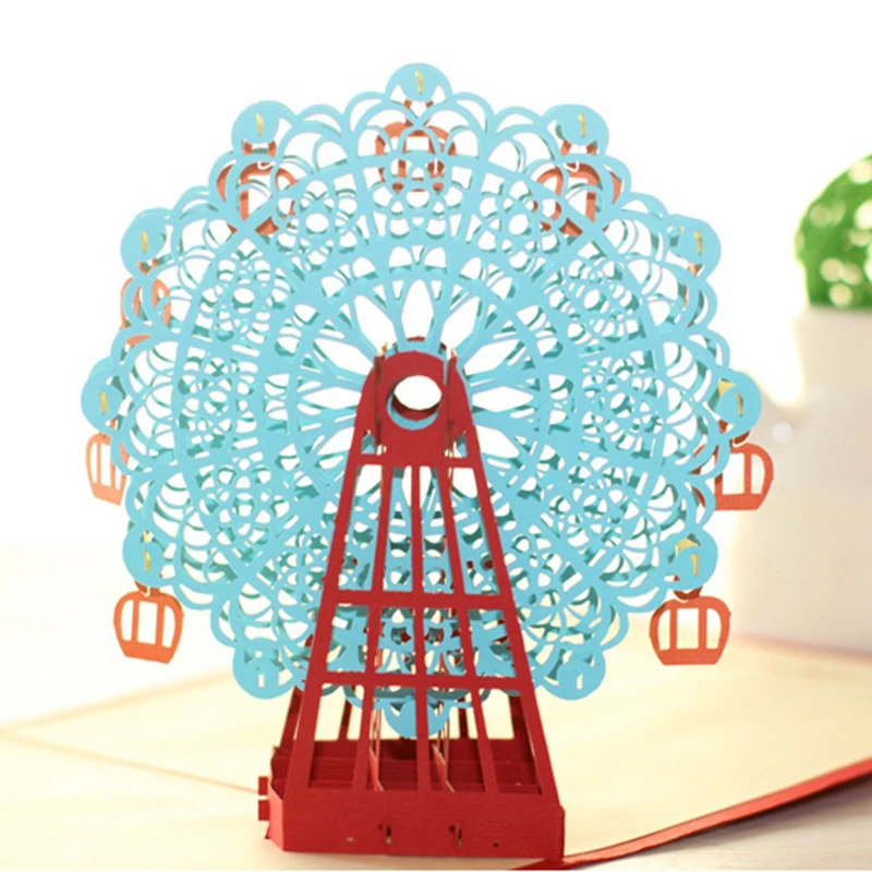 Всплывающая 3D открытка-валентинка с изображением колеса обозрения 2016 год