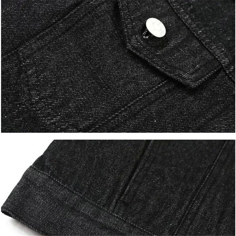 

Nice Women Autumn Korean Designer Street Fashion Black Long Sleeve Lapel Single EBreasted Pockets Denim Jacket A154