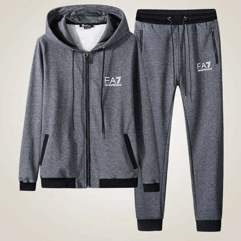 gray Спортивный костюм для мужчин, толстовка на молнии, спортивные штаны, комплект из двух предметов, спортивный костюм для бега, спортивный костюм для бега, мужской спортивный костюм, модные спортивные костюмы - Цвет: gray