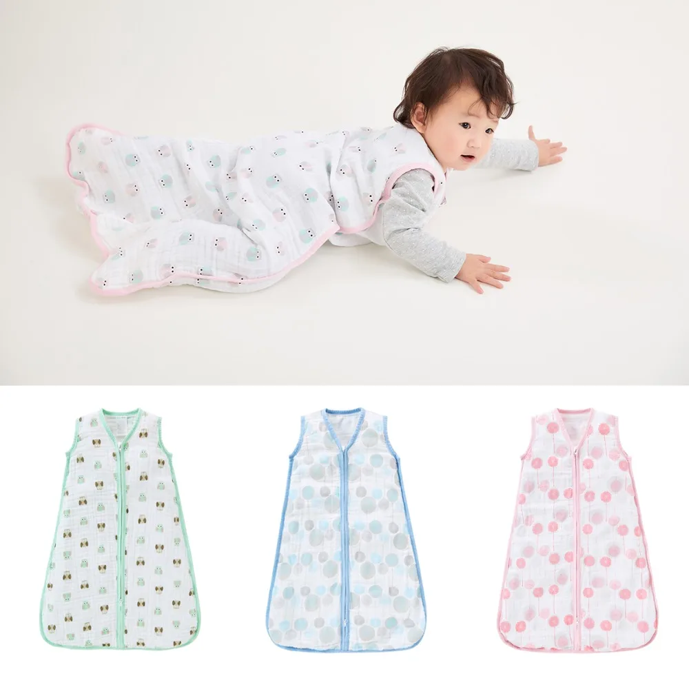 

LionBear Baby Sleeping Bag envelope for newborns 4 layers 6-12 Month 100% Muslin Cotton 2 Zipper Sleepsacks Baby Bedding Sacks