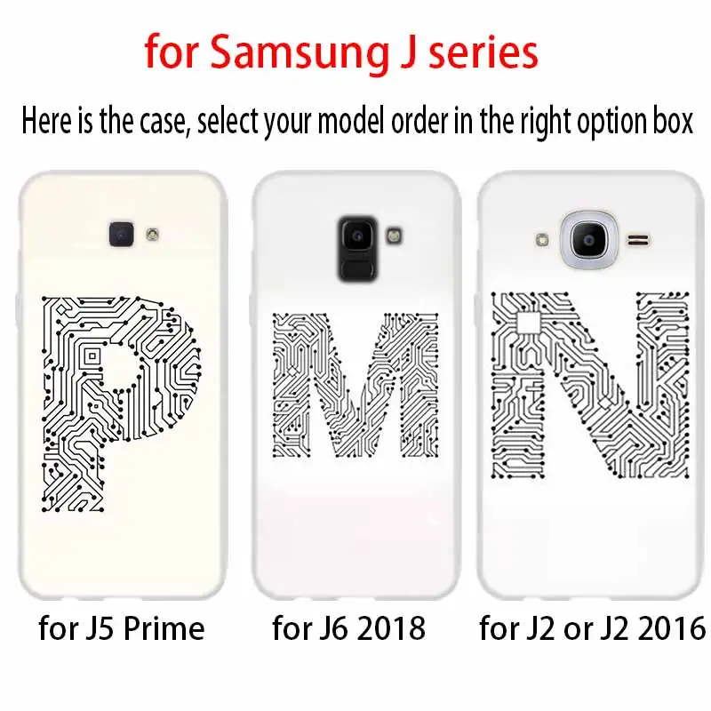 Черно белая печатная плата с иллюстрацией шрифтов для чехла телефона Samsung Galaxy j6 J8