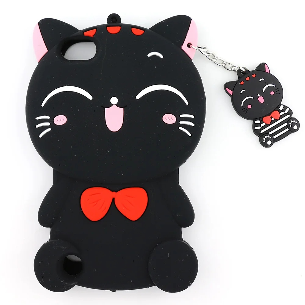 Black Cat 3D мультфильм чехол для Ipod Touch 6 Touch 5 6th/5th поколения Кошка Китти Единорог мило форме мягкого силикона чехол - Цвет: Black Cat