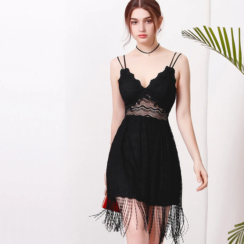 S-XL 2018 летнее платье женское сексуальное ажурное кружевное с глубоким v-образным