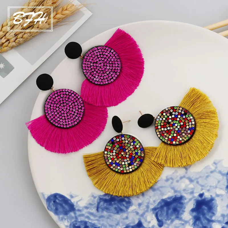 Модные богемные серьги BFH с кисточками винтажные большие висячие ручной работы